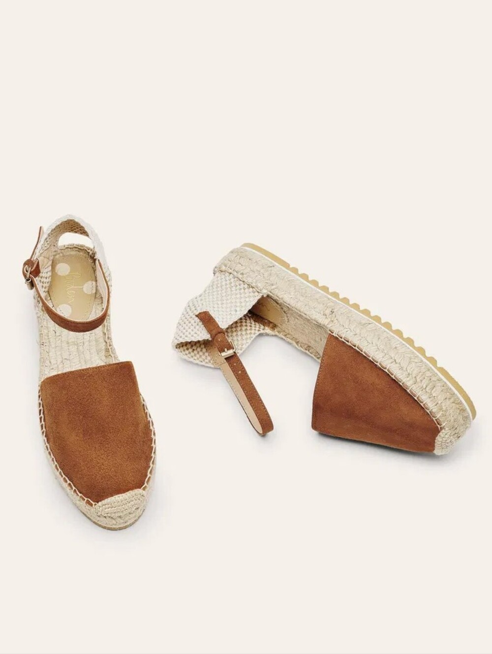 NWOT Boden Platform Espadrille Sandals Brown Beige Made In Spain 39 FLAW